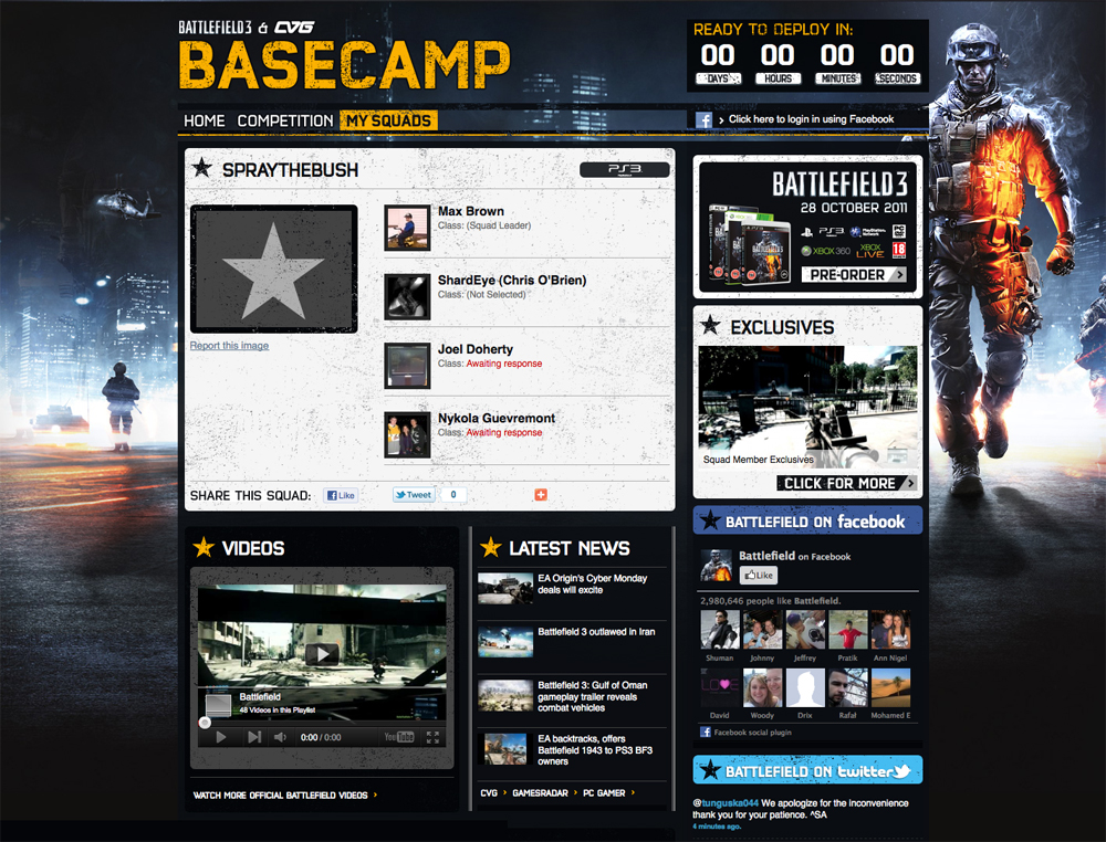 Battlefield Basecamp home page